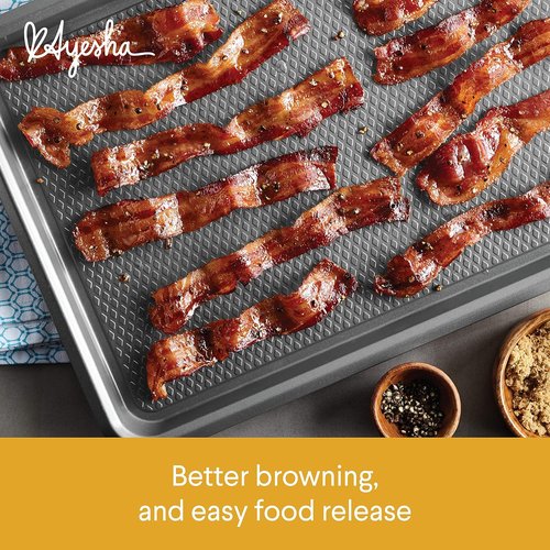 Ayesha Curry Nonstick Bakeware Set - 6-Piece Silver Set with Bread Pan, Cookie Sheet & Cake Pans