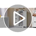 White Bathroom Floor Storage Cabinet with 4 Drawers & Adjustable Shelf