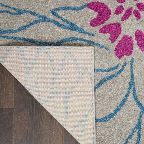 Nourison Passion Grey 1'10" x 6' Area -Rug, Floral, Farmhouse, Easy -Cleaning, Non Shedding, Bed Room, Living Room, Dining Room, Kitchen, (6' Runner)
