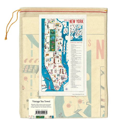 Cavallini Papers & Co TT/MAPNYC Vintage New York Map Cotton Tea Towel