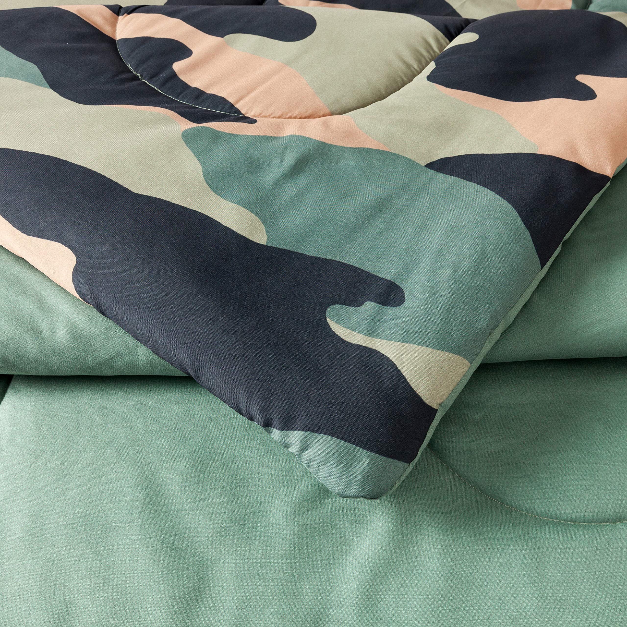 Urban Playground Covert Camouflage 3-Piece Comforter Set, Ultra Soft All Season Kids/Teens Bedding Set, Full Queen, Green