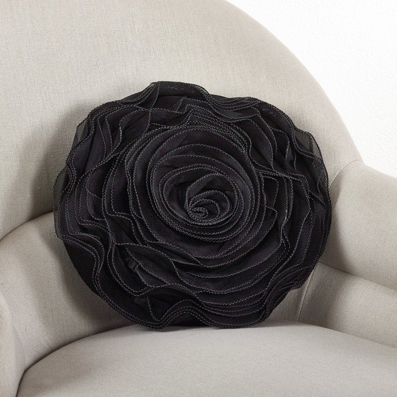 SARO LIFESTYLE Rose Design Throw Pillow, Burgundy, 16"