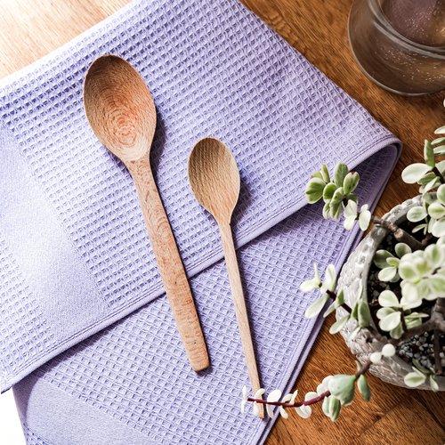 Luzia Premium Purple Kitchen Towels; Stylish and Absorbent - Waffle Weave Dish Towels Turkish Cotton – Set of Three, Lavender