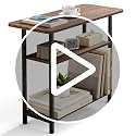 3-Tier Industrial End Table, Narrow Nightstand for Small Spaces