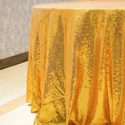 WISPET Gold Sequin Round Tablecloth 120'' - Dazzling Decorations for Weddings, Parties, Baby & Bridal Showers