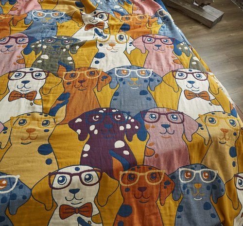 MEJU Puppy Dogs Kids Cute Blanket Throw for Bed Sofa Couch 100% Cotton 4 Layer Soft Warm All Season Bedspread Quilt Throw Blanket Bed Coverlet Twin 60 in x 80 in
