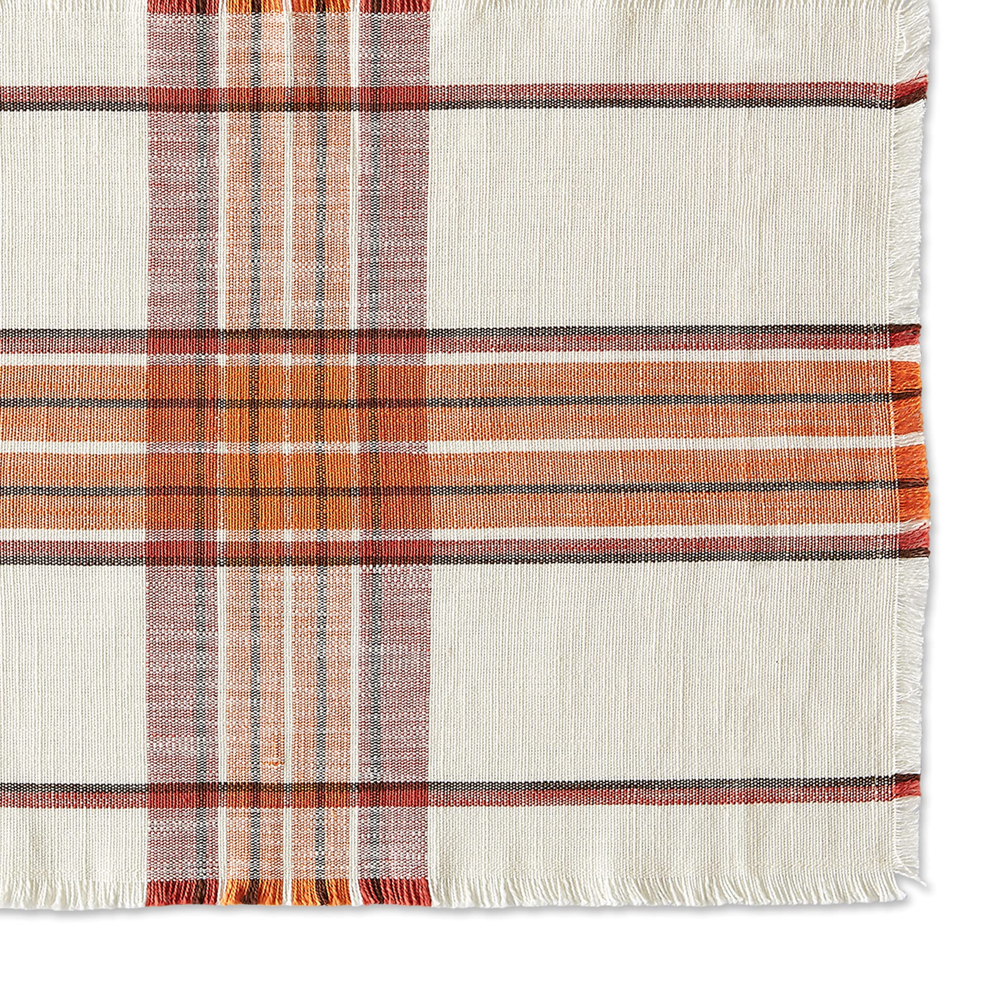 DII Thanksgiving & Fall Table Decoration Autumn Farmhouse Plaid, Placemat Set, 13x19, Pumpkin Spice Orange, 6 Count