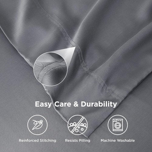 Bedsure King Size Pillow Cases - Cooling Bamboo Rayon Pillow Covers, Silky Soft Dark Grey, 20x36 Inches