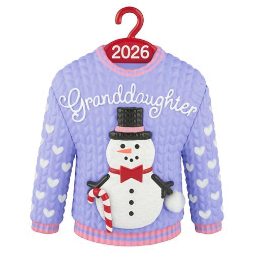 Hallmark Keepsake 2026 Granddaughter Snowman Sweater Christmas Ornament