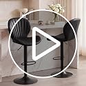 Adjustable Swivel Bar Stools, Faux Leather Counter Height Chairs, Set of 2