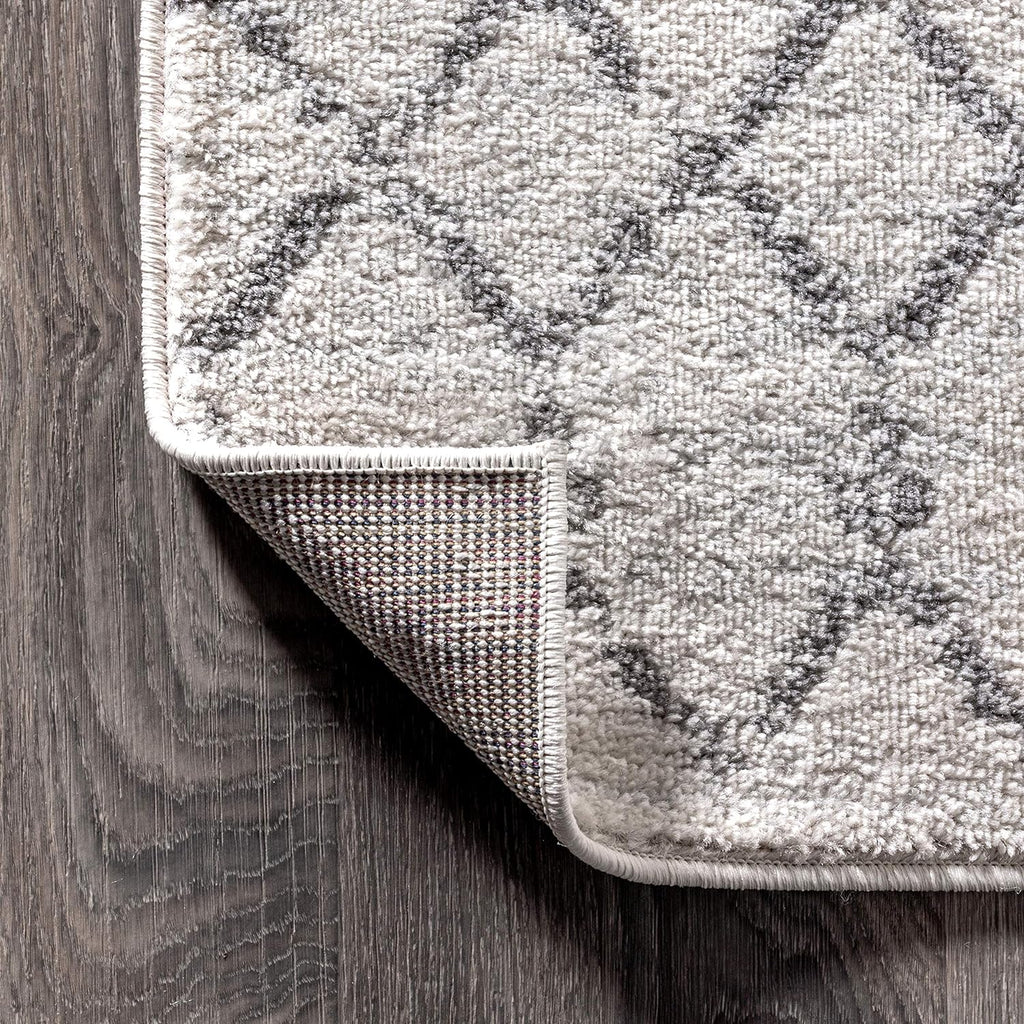 **JONATHAN Y Boho Vintage Diamond Area Rug - Cream/Gray 8x10 ft | Easy-Clean, Pet-Friendly Design for Any Room**