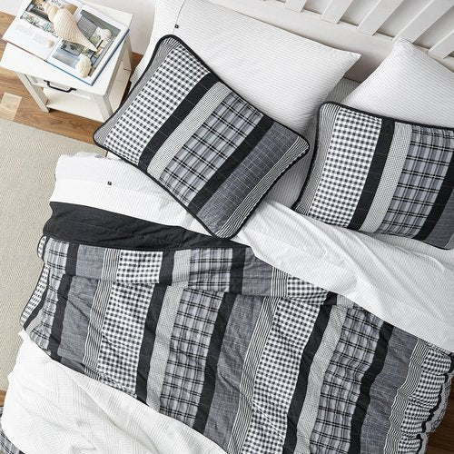 Nautica - Twin Quilt Set, Cotton Reversible Bedding, Home Decor for All Seasons, Dorm Room Essentials (Gulf Shores Grey, Twin)