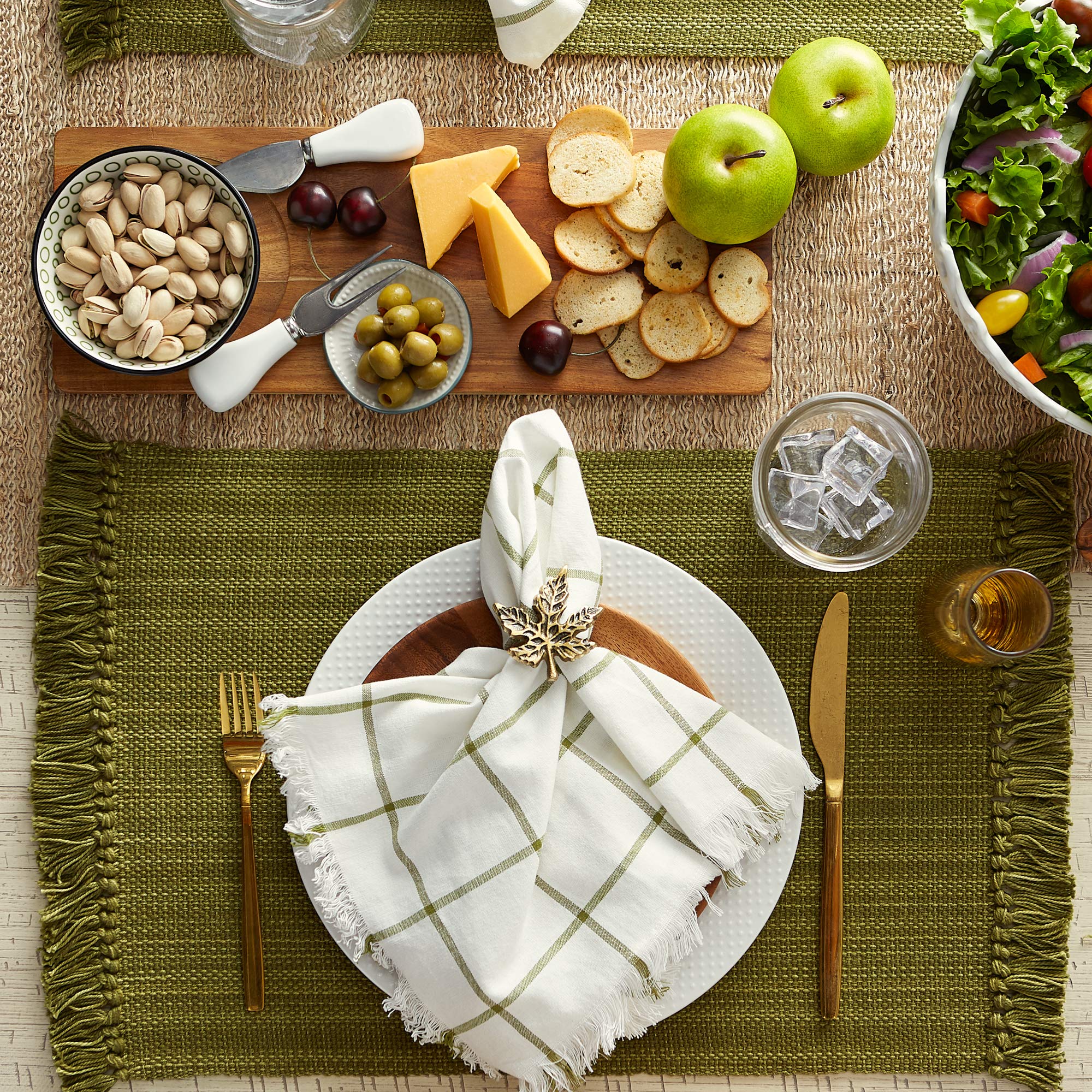 DII Variegated Tabletop Collection, Placemat Set3x19, Olive Green, 6 Piece