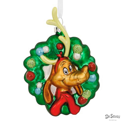 Hallmark Dr. Seuss Grinch Max in Wreath Christmas Ornament - Figural Max in Wreath