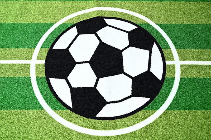 Furnish My Place Play Area Rug for Kids Playroom, Bathroom & Kindergarten Classroom | Nylon | Anti Skid Rubber Backing | Soccer Field Ground | Strips Rectangle | Green | 3'3"x5'