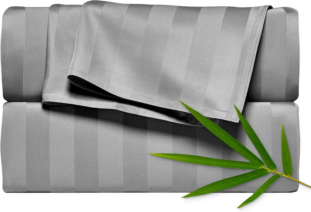 Pure Bamboo California King Sheets - 100% Organic Viscose Bed Sheet Set, Soft & Cooling, Jacquard Stone