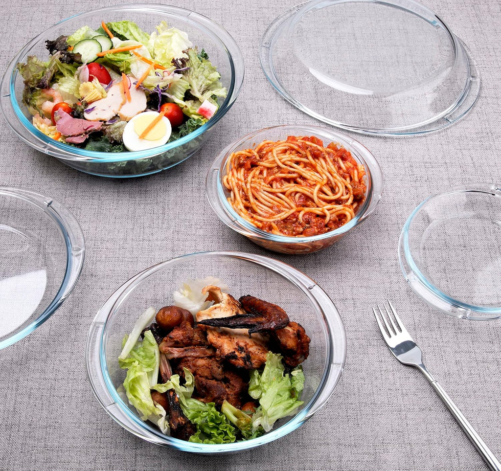 Set of 6 Round Glass Casserole Dishes by [Brand Name] - Nesting Baking Dish Set with Lids | Oven, Freezer & Dishwasher Safe - 0.5QT, 1QT, 1.8QT