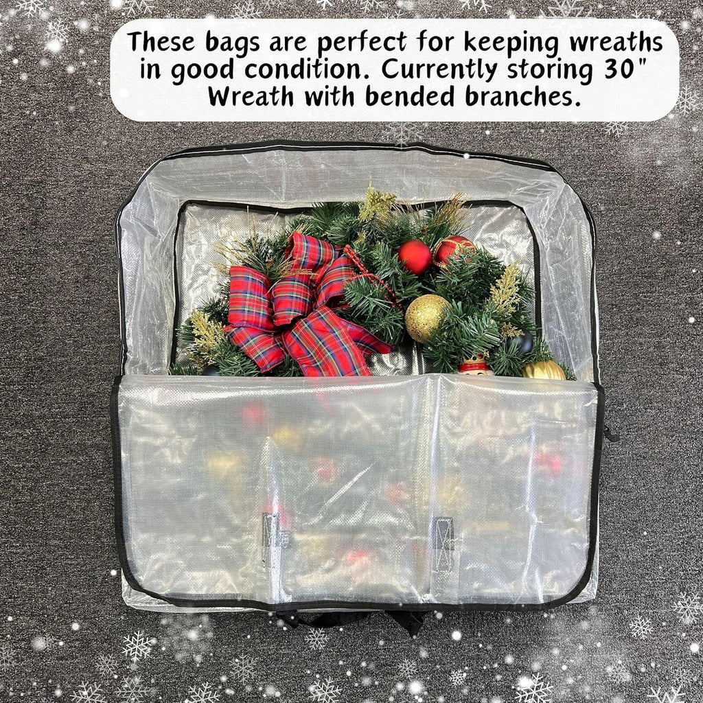 VENO Clear Christmas Wreath & Tree Storage Bags - 6 Pack for Wreaths, 7.5 ft Tree & Gift Wrap