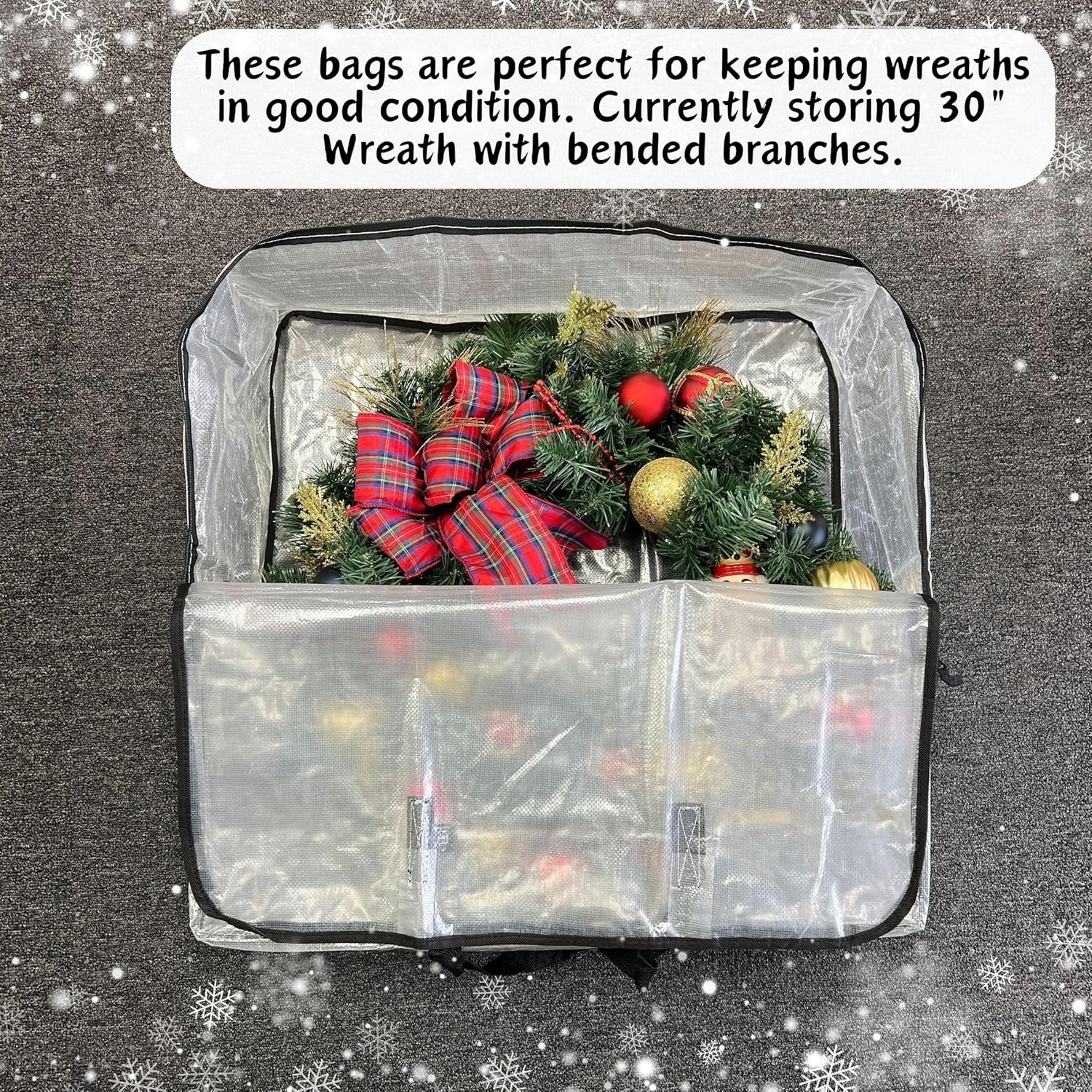 VENO Clear Christmas Wreath & Tree Storage Bags - 6 Pack for Wreaths, 7.5 ft Tree & Gift Wrap