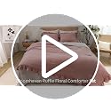 Sage Green Ruffle Queen Comforter Set - 7-Piece Floral Bed in a Bag