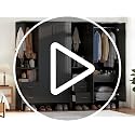 Modern Freestanding Wardrobe Closet with 2 Doors, 2 Drawers & Open Shelves