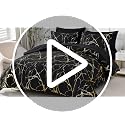 Gold Metallic Marble Comforter Set Queen Size - 7 Piece Bedding Set