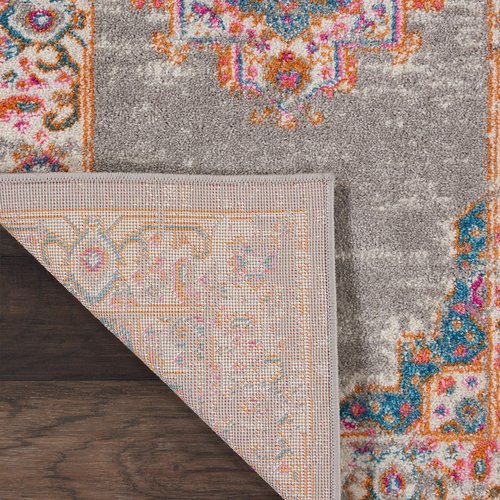 Nourison Passion Grey 2'2" x 7'6" Area Rug, Boho, Traditional, Easy Clean, Non Shedding, Bed Room, Living Room, Hallway, (8' Runner)