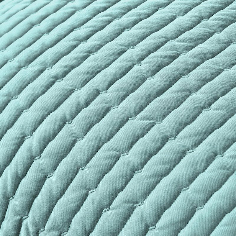 Wonderful 3PC Jersey Knit Reversible Queen Quilt Set, Lightweight Summer Comforter, Luxurious Breathable, Soft Cozy Stretchy, Carbon Brushing, Fade Resistant, Machine Washable (Dusty Turquoise, Full)