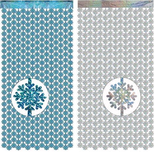 GREATRIL Silver Blue Snowflake Fringe Curtain - Sparkling Winter Onederland Backdrop | 3.2ft x 6.5ft - 2 Pack