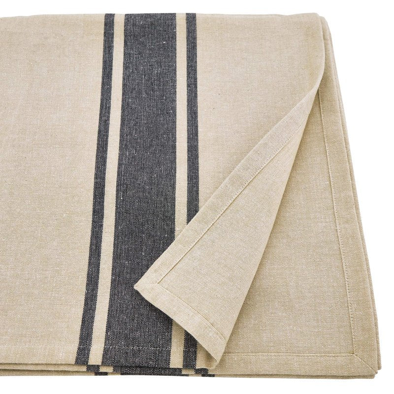 SARO LIFESTYLE Aulaire Collection Banded Cotton Tablecloth, 72"x72", Natural