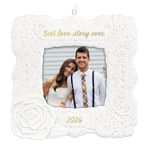 2026 Hallmark Keepsake Christmas Ornament - Best Love Story Ever Photo Frame Bridal Gift