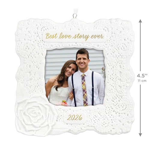 2026 Hallmark Keepsake Christmas Ornament - Best Love Story Ever Photo Frame Bridal Gift