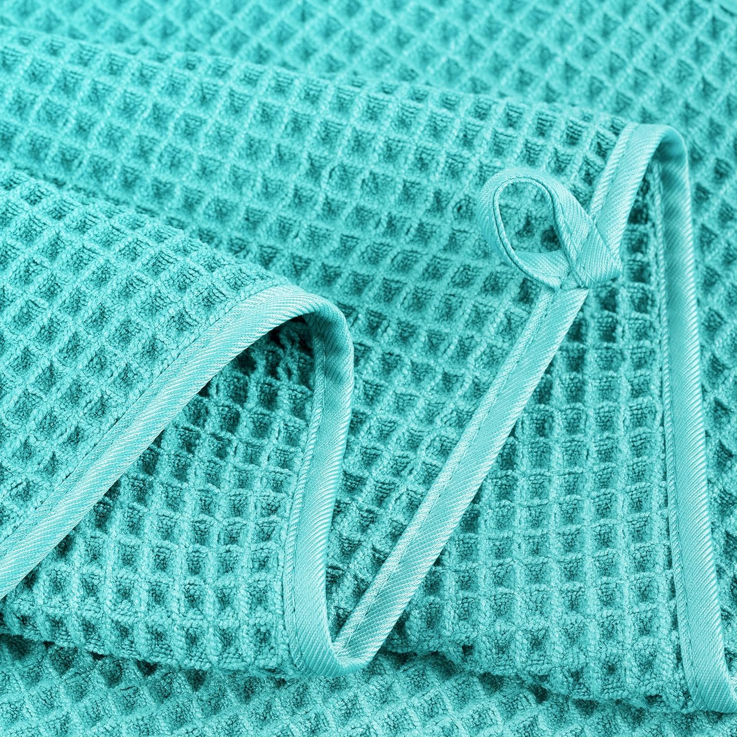 POLYTE Microfiber Bath Towel Set - Quick Dry, Lint-Free, Oversize, 6 Pieces | Waffle Weave Design