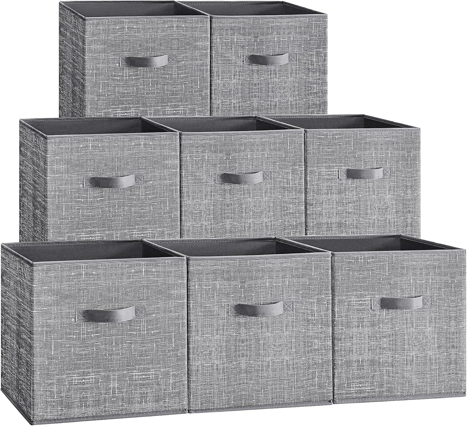 SONGMICS Storage Cubes - Foldable Non-Woven Fabric Bins with Double Handles | Set of 8, 13 x 13 x 13 Inches, Cattail Gray