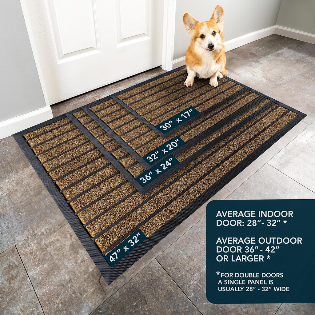 Ubdyo Extra Durable Door Mat - Non-Slip Dirt Trapping Welcome Mat - Low Profile Design (30" x 17", Bright Brown)