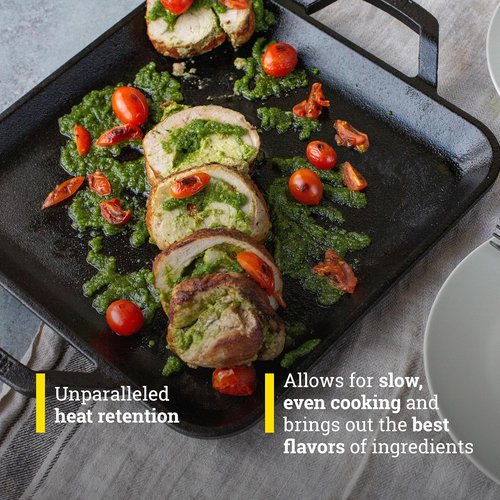 Lodge 11" Cast Iron Square Griddle - Superior Heat Retention for Indoor & Outdoor Cooking - Durable & Seasoned