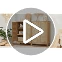 Natural Rattan Storage Cabinet with Adjustable Shelves, 31-Inch Sideboard
