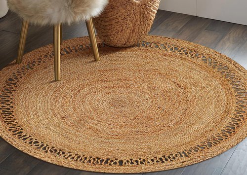 HOMIDATE Round Jute Rug 4 Foot, Braided Reversible Eco-Friendly Round Natural Jute Area Rug for Bedroom, Kitchen, Living Room, Farmhouse