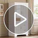 3-Door Wooden Wardrobe Armoire with Mirror, Hanging Rod and Drawers