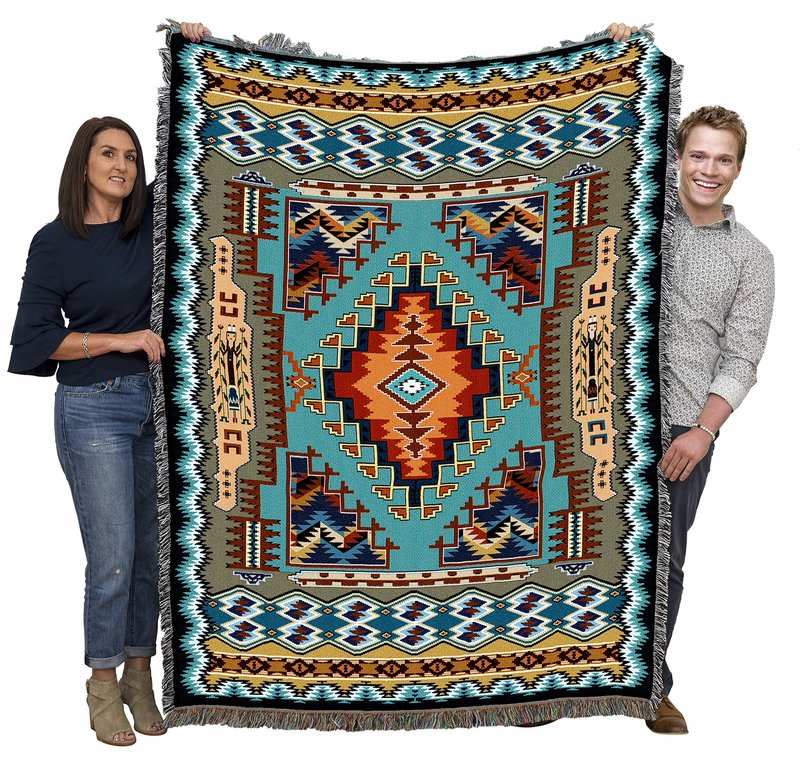 Pure Country Weavers Painted Hills Sky Blanket - Southwest Native American Inspired - Gift Tapestry Throw Woven from Cotton - Made in The USA (72x54)