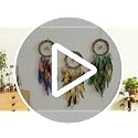Boho Rattan Dream Catcher Wall Decor with Feathers and Wood Beads
