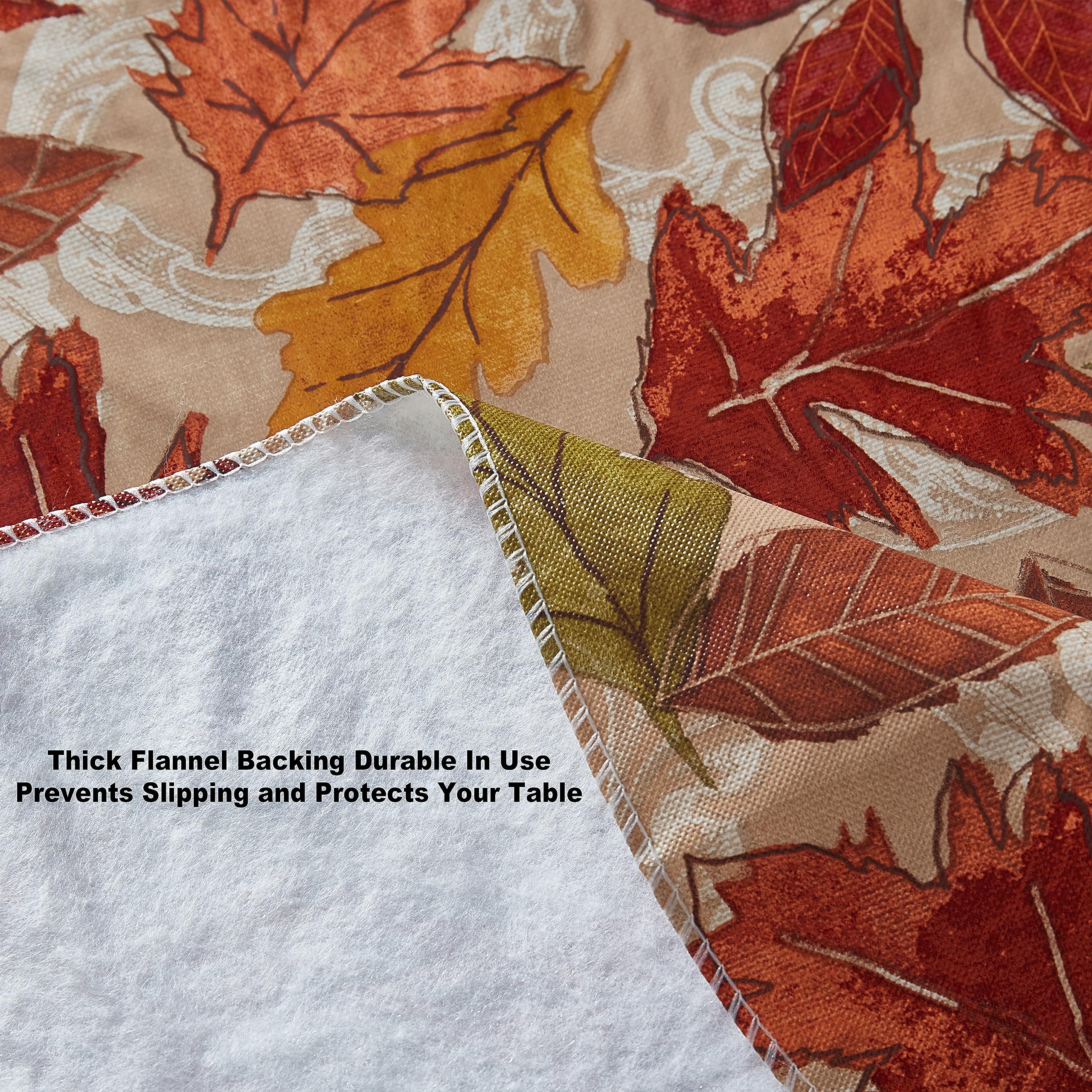 Newbridge Thanksgiving Leaves are Falling Vinyl Tablecloth with Flannel Backing Fall Season Contemporary Leaf Design, 60 x 84 Inch Rectangle Table Cover