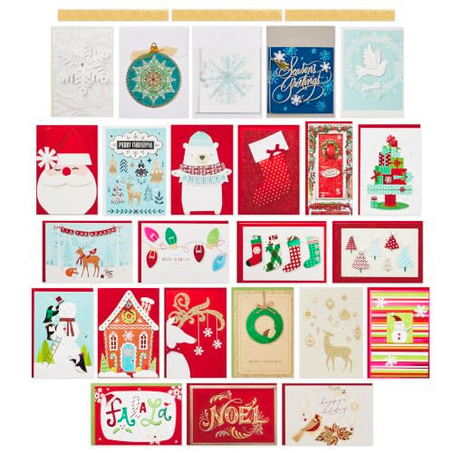 Hallmark Assorted Handmade Christmas Cards Set of 24 with Envelopes 5x7 Inches