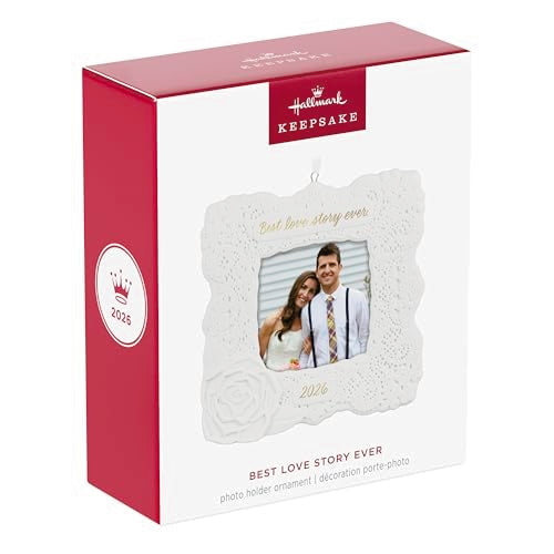 2026 Hallmark Keepsake Christmas Ornament - Best Love Story Ever Photo Frame Bridal Gift