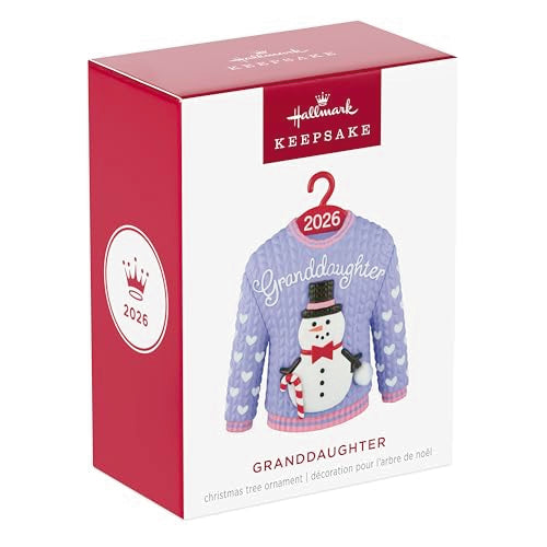 Hallmark Keepsake 2026 Granddaughter Snowman Sweater Christmas Ornament