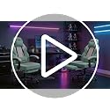 Ergonomic Fabric Gaming Chair with Massage Lumbar Support and Footrest
