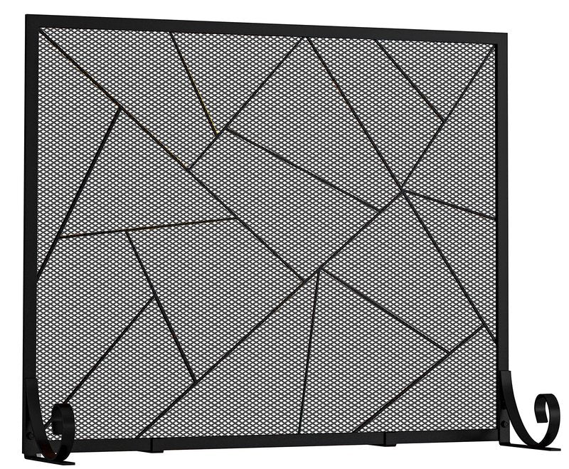 Fire Beauty Fireplace Screen Decorative Mesh Geometric Fire Spark Guard Gate Cover for Home