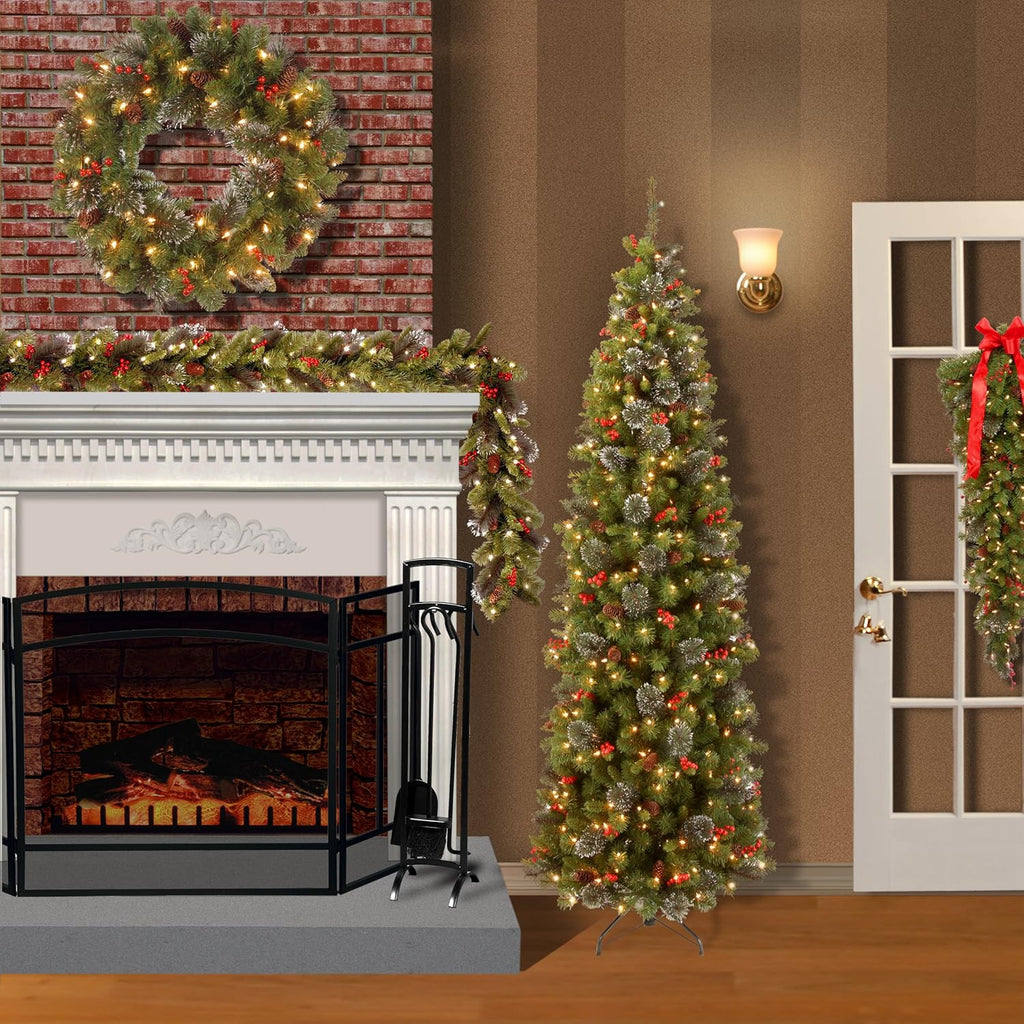 National Tree Company 9 Ft Pre-Lit Crestwood Spruce Christmas Garland - Glitter, Pinecones & 50 LED Lights
