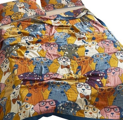 MEJU Puppy Dogs Kids Cute Blanket Throw for Bed Sofa Couch 100% Cotton 4 Layer Soft Warm All Season Bedspread Quilt Throw Blanket Bed Coverlet Twin 60 in x 80 in