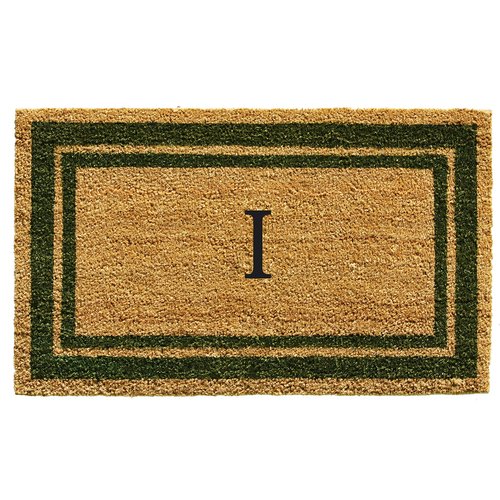 Calloway Mills 153042436I Sage Green Border 24" x 36" Monogram Doormat, (Letter I)